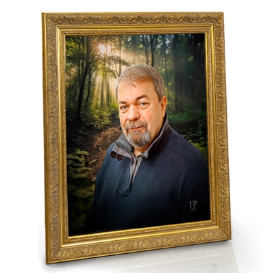 Show details for Framed Memorial Portrait - Forest Symphony Background
