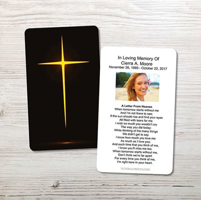 Show details for Glowing Cross Memorial Card