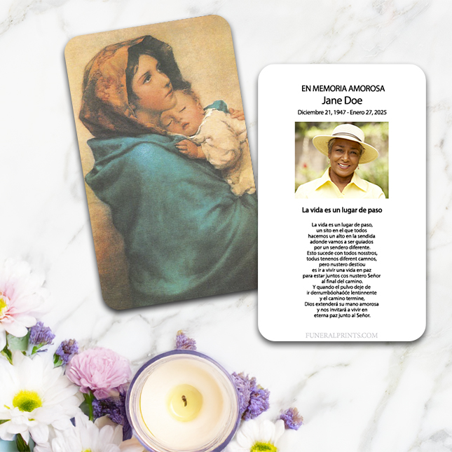 Show details for Mary & Baby Jesus 2 Spanish Prayer Card