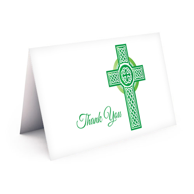 Show details for Green Celtic Cross Thank You Card