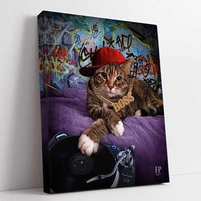 Show details for Wrapped Canvas Memorial Portrait - Curious Cat with Choice of Backgrounds