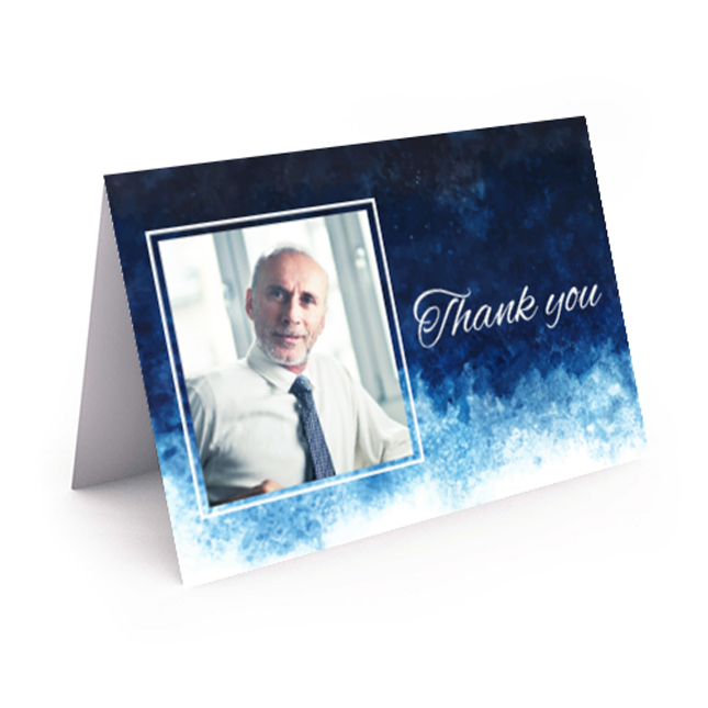 Show details for Blue Watercolor Thank You Card
