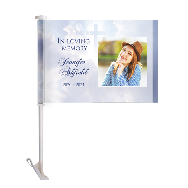 Show details for Cross in Clouds Car Flag