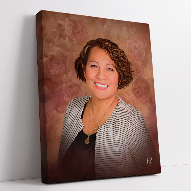 Show details for Wrapped Canvas Memorial Portrait - Painted Roses Lifescapes Background