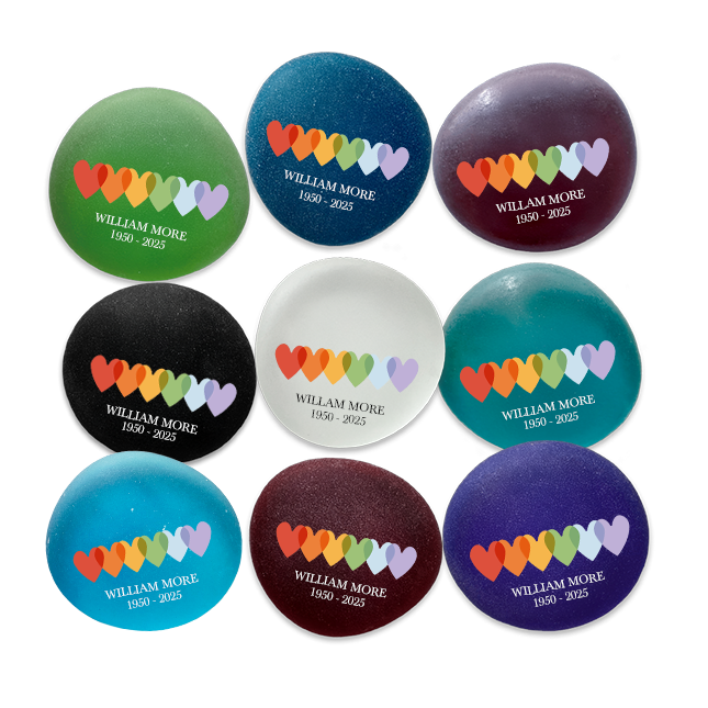 Show details for Multicolor Frosted Assortment Rainbow Hearts Memorial Stone
