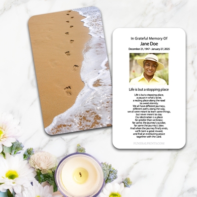 Show details for Foot Prints Large Memorial Card (3" x 4.75")