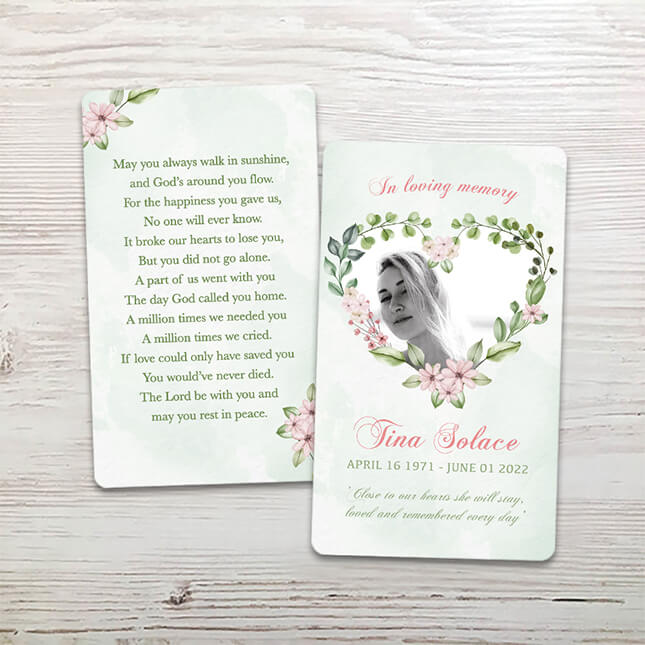 Show details for Heart Floral Memorial Card