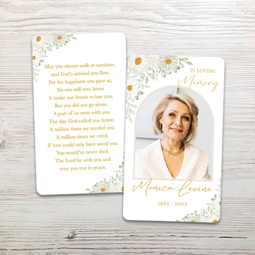 Picture of White Floral Border Memorial Card