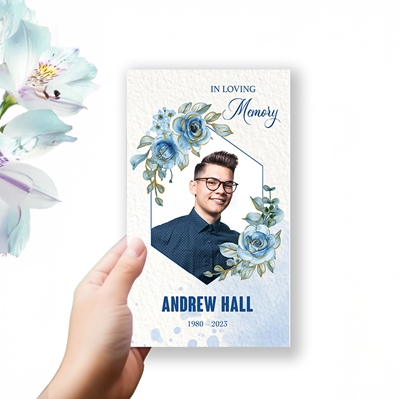 Show details for Blue Floral Trifold Program