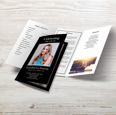 Show details for Modern Black Trifold Program 