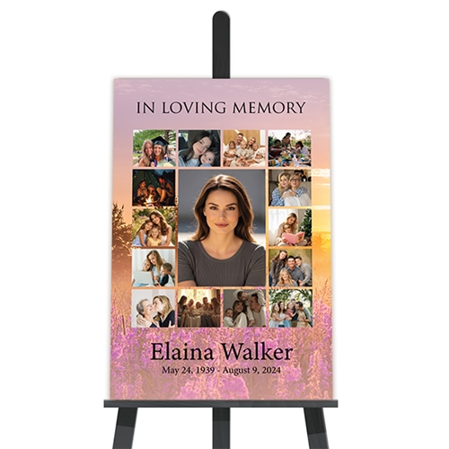 Show details for Purple Fields Collage Funeral Poster