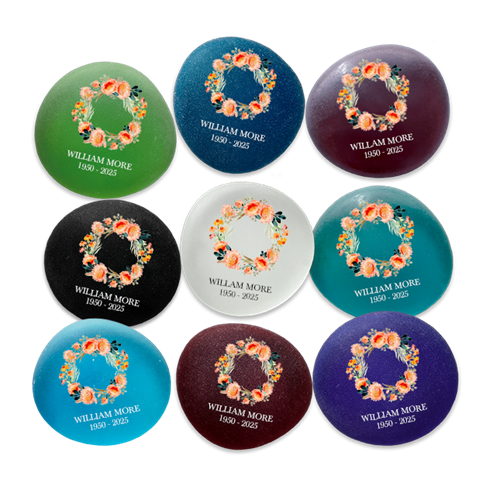 Show details for Multicolor Frosted Assortment Floral Wreath Fall Colors Memorial Stone
