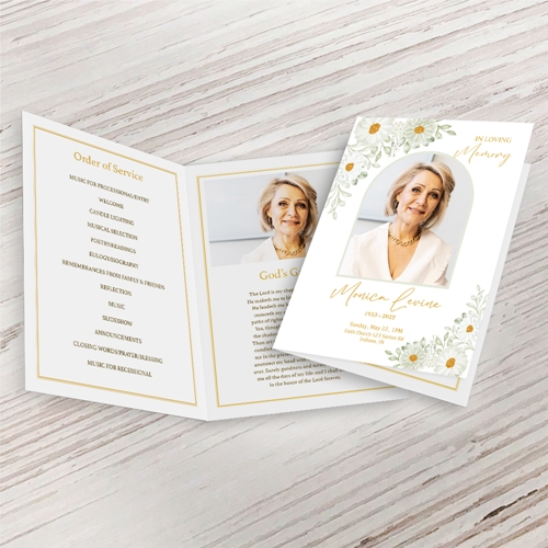 Show details for White Floral Border Funeral Program (MegaEdit)