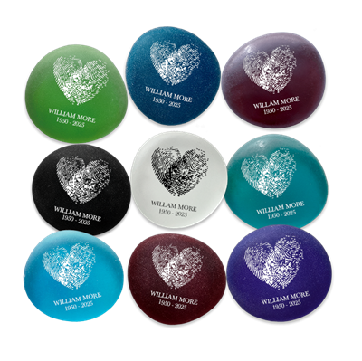 Show details for Multicolor Frosted Assortment Heart Finger Prints Memorial Stone