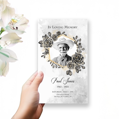 Show details for Black Gold Floral Trifold Program