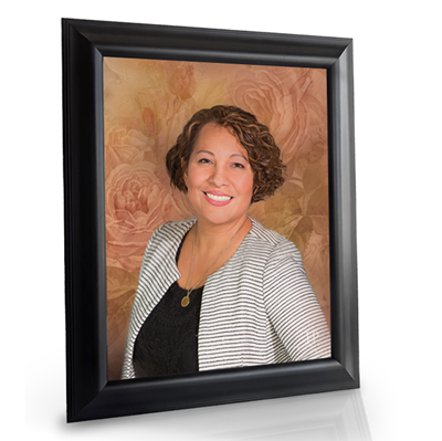 Show details for Framed Memorial Portrait - Painted Roses Lifescapes Background