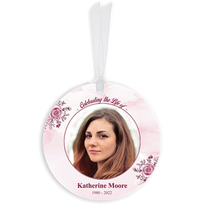 Show details for Pink Floral Circle Ornaments