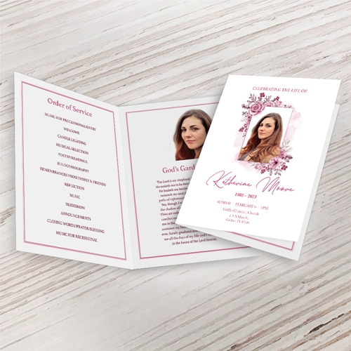 Show details for Pink Floral Funeral Program (MegaEdit)