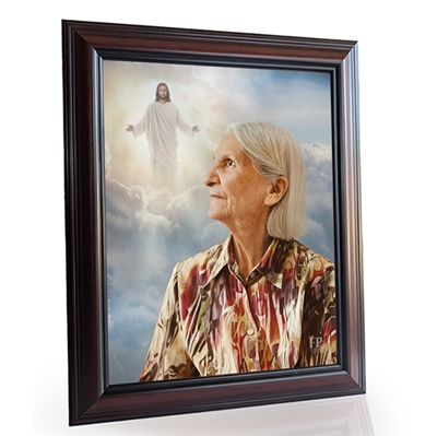 Show details for Framed Memorial Portrait - Welcome Home Lifescapes Background