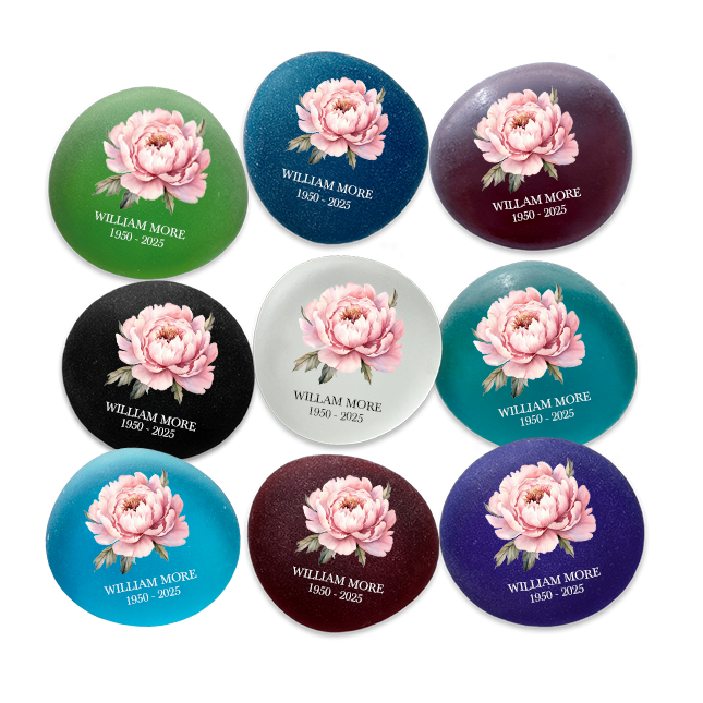 Show details for Multicolor Frosted Assortment Pink Peony Memorial Stone