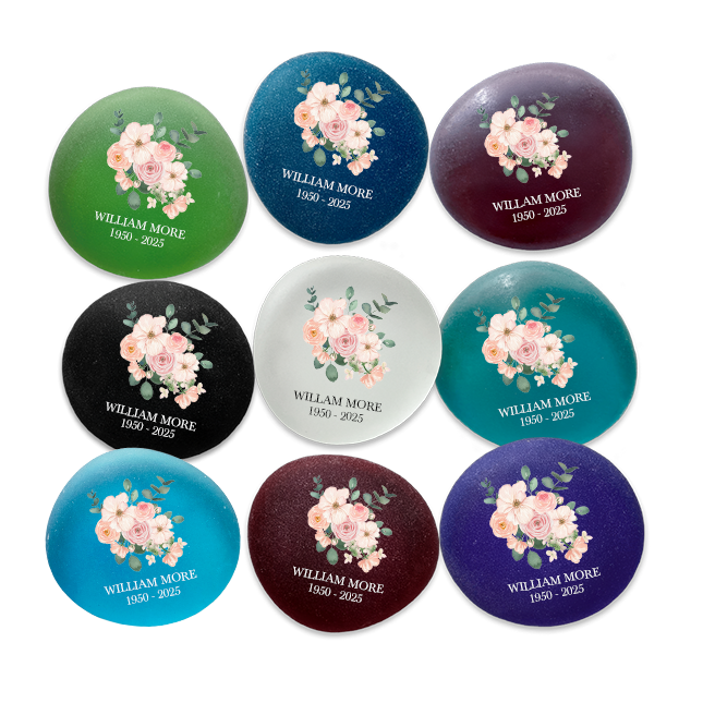 Show details for Multicolor Frosted Assortment Pink Flowers Memorial Stone