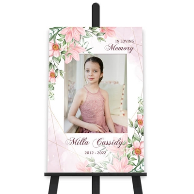 Show details for Pink Gold Floral Memorial Poster