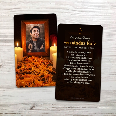 Show details for Marigold Photo Altar English Memorial Card