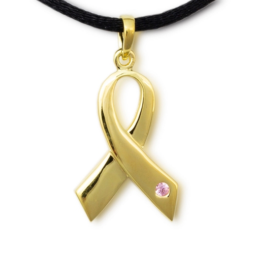 Picture of Breast Cancer Ribbon Cremation Pendant - Gold