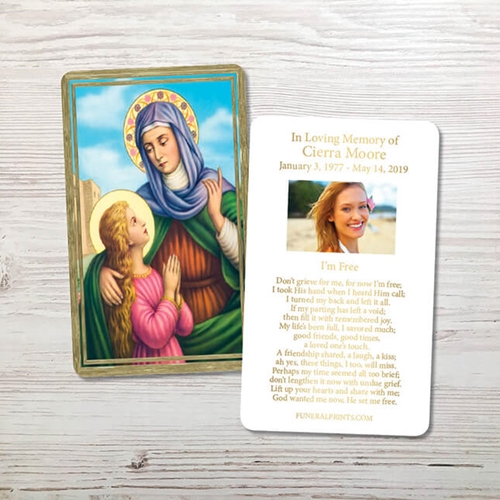 Show details for St. Anne Gold Foil Memorial Card