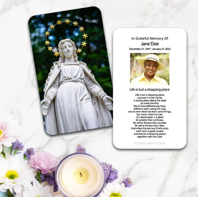 Show details for Statue of Virgin Large Memorial Card (3" x 4.75")