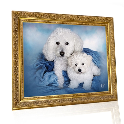 Show details for Framed Memorial Portrait - Beloved Dog with Choice of Backgrounds