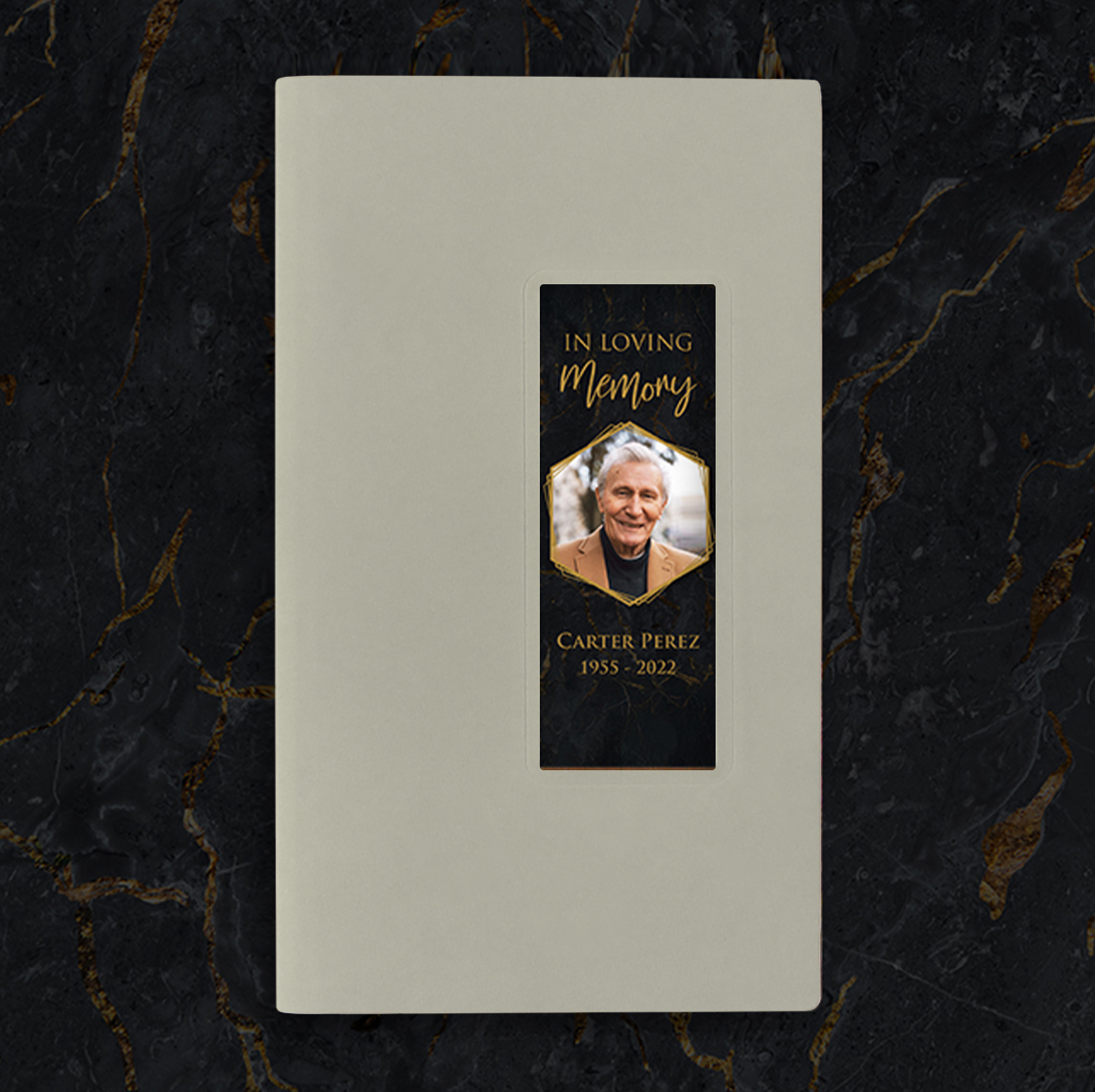 Show details for Black Marble Guest Book - Gray