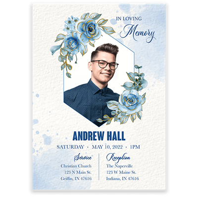 Show details for Blue Floral Invitation