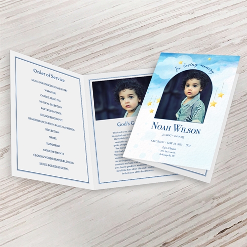 Show details for Sky Star Watercolor Funeral Program (MegaEdit)