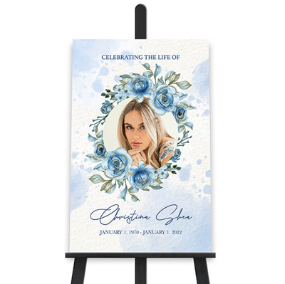 Show details for Blue Round Floral Memorial Package