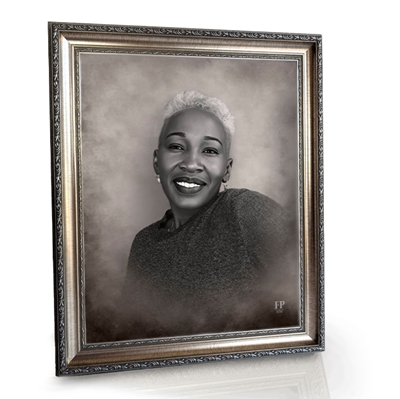 Show details for Framed Memorial Portrait - Black & White Studio Background