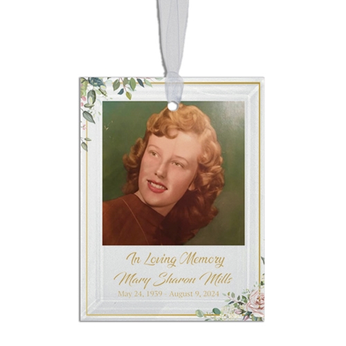 Show details for Floral Rectangle Ornament