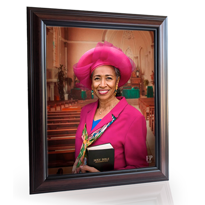 Show details for Framed Memorial Portrait - Echoes of Faith Lifescape Background