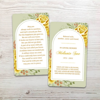 Show details for Yellow Floral Border Memorial Card