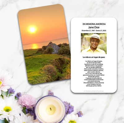 Show details for Irish Cottage Spanish Prayer Card