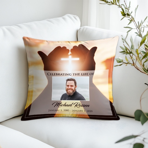 Show details for Cross in Hand Pillow