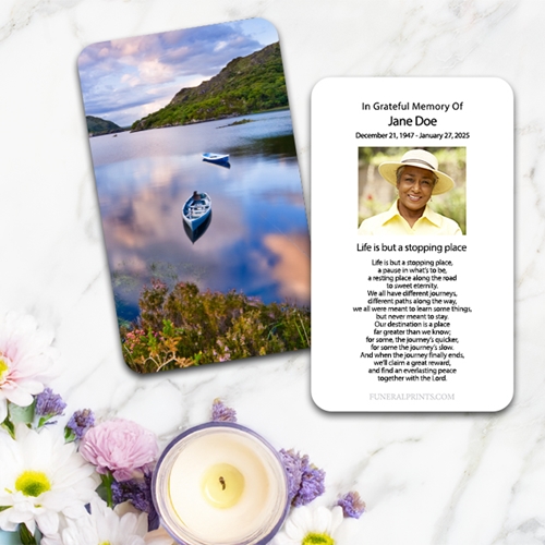Show details for Canoe on Lake in Killareny Large Memorial Card (3" x 4.75")