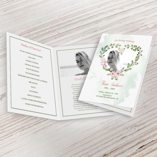 Show details for Heart Floral Funeral Program (MegaEdit)