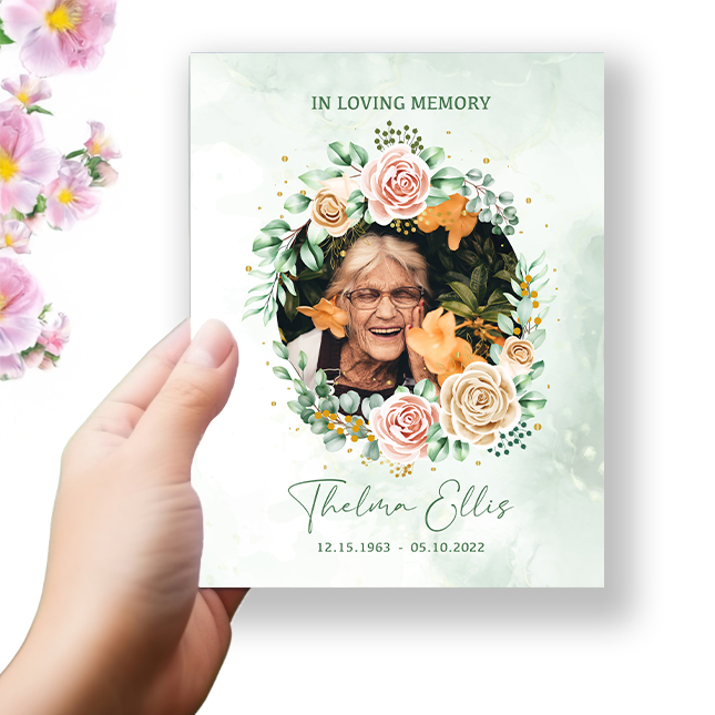 Show details for Multi Gold Floral Funeral Program 