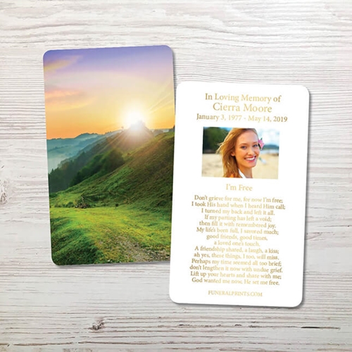 Show details for Mountain Rainbow Gold Foil Memorial Card