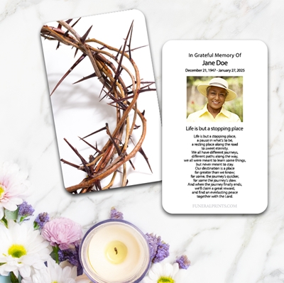 Show details for Crown of Thorns Large Memorial Card (3" x 4.75")