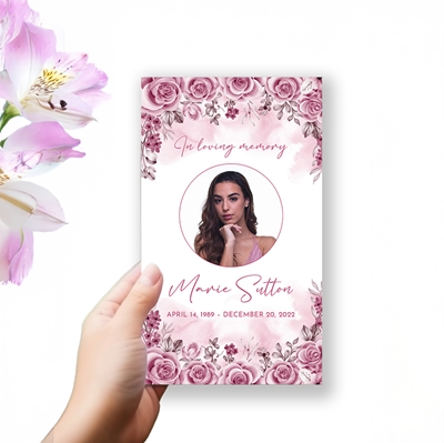 Show details for Pink Floral Border Trifold Program 