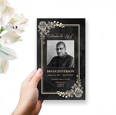 Show details for Black Floral Border Trifold Program