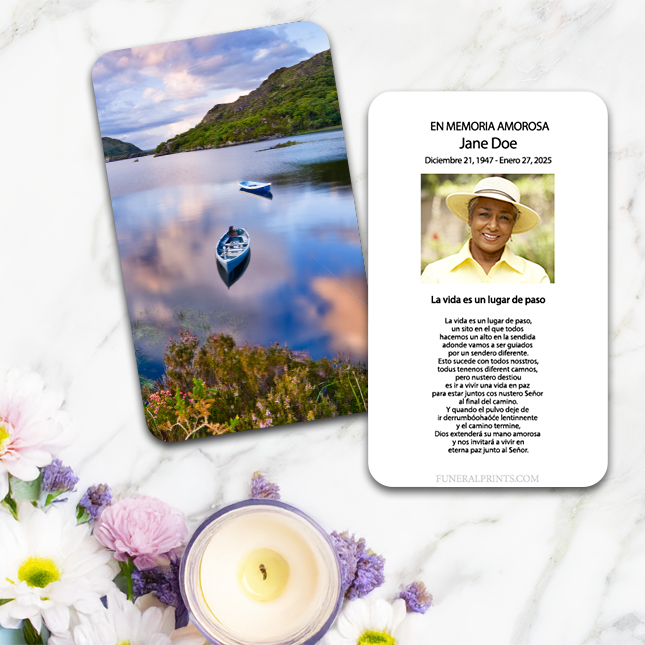 Show details for XX Canoe on Lake in Killareny Spanish Prayer Card