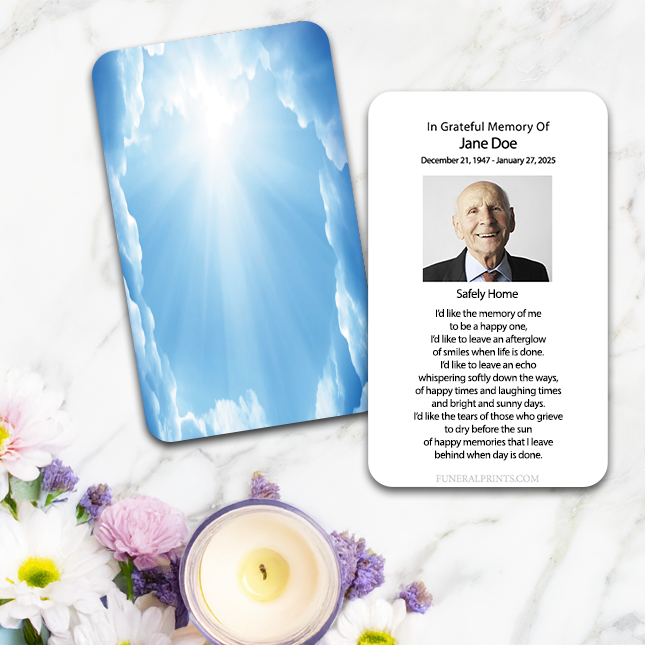 Show details for Angelic Blue Clouds Large Memorial Card (3" x 4.75")